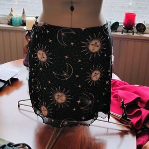 Black Celestial Print Skirt
